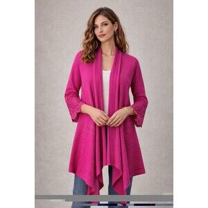 INC International Concepts Pink Lace Sleeve Cardigan XL Draped Open